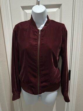 a.n.a Velvet Bomber Jacket - Burgundy